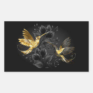 Zwart en Gouden Kolibrie Rechthoekige Sticker