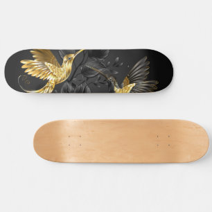 Zwart en Gouden Kolibrie Skateboard