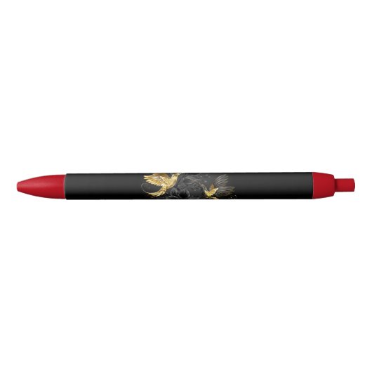 Zwart en gouden kolibrie zwarte inkt pen (Voorkant)