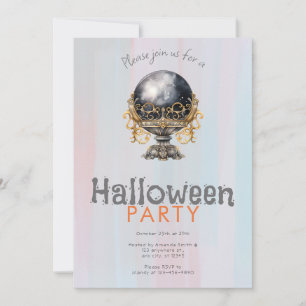 Zwart en Gouden Kristallen Bal Halloween Party Kaart