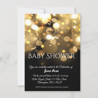 Zwart en Gouden lichten baby shower Kaart