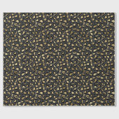 Zwart en gouden luipaardvlekpatroon cadeaupapier (Vlak)
