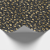 Zwart en gouden luipaardvlekpatroon cadeaupapier (Hoek)