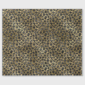Zwart en gouden luipaardvlekpatroon cadeaupapier (Vlak)