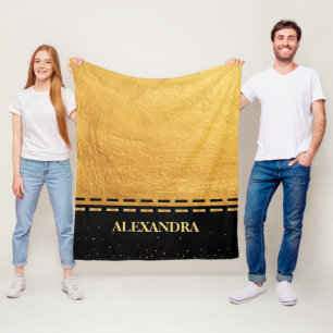 Zwart en gouden luxe design fleece deken