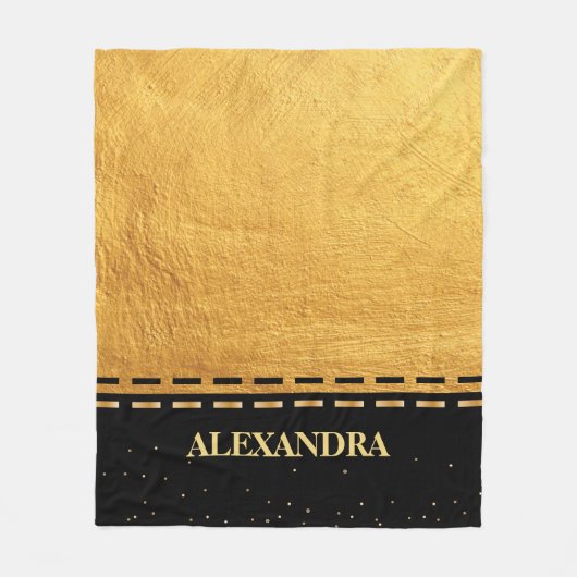 Zwart en gouden luxe design fleece deken (Voorkant)
