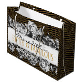 Zwart en gouden luxe gepersonaliseerde 50 en fanta groot cadeauzakje (Voorkant Gekanteld)