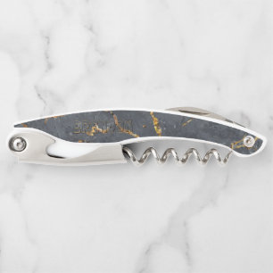 Zwart en gouden luxe marmer textuur kurkentrekker