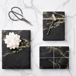 Zwart en gouden marmer inpakpapier vel