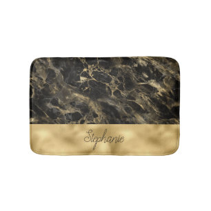 Zwart en Gouden Marmer Monogram Badmat
