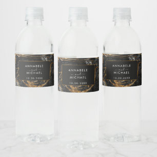 Zwart en gouden marmer waterfles etiket