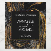 Zwart en gouden marmer wijn etiket (Enkel label)