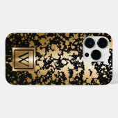 Zwart en Gouden Metaalborstel iPhone Hoesje (Achterkant horizontaal)