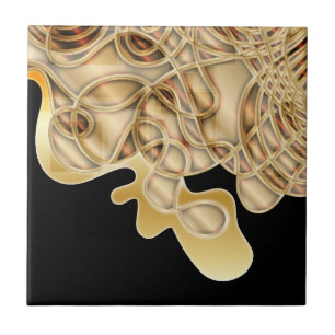 Zwart en gouden metalen luxe glam Abstract Tegeltje