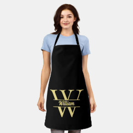 Zwart en gouden monogram | Elegant initiaal schrif Schort
