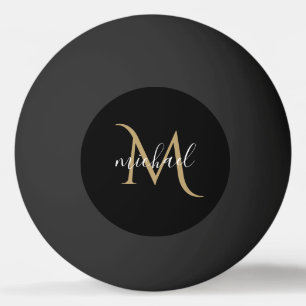 Zwart en gouden monogram elegante luxe pingpongballen