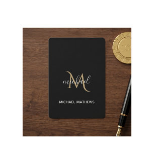 Zwart en gouden monogram elegante luxe pokerkaarten