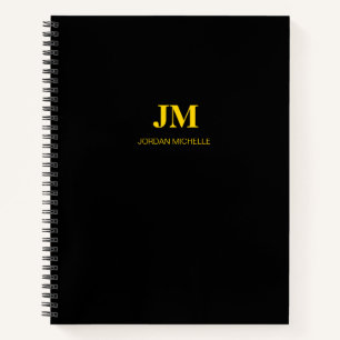 Zwart en gouden monogram initiaal spiraalnotitiebo notitieboek