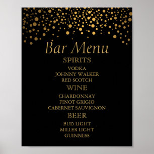 Zwart en Gouden Nep Folie Confetti Stippen - Bar M Poster