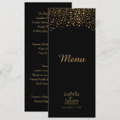 Zwart en Gouden Nep Folie Confetti Stippen - Menu (Voorkant / Achterkant)