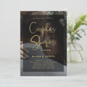 Zwart en Gouden Overlay | Foto Koppels Douche Kaart (Staand voorkant)