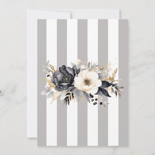 Zwart en Gouden Pioenrozen Halloween Baby shower Kaart (Achterkant)