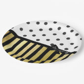 Zwart en gouden Polka Dot Gestreept Papier Bord (Gekanteld)
