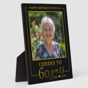 Zwart en Gouden Proost op 60 Jaar Verjaardag Foto Fotoplaat