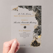 Zwart en Gouden Quinceañera Acryl Uitnodigingen (Insitu (Draagbaar))