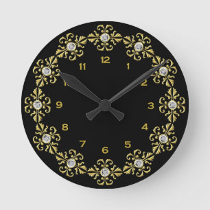 Zwart en gouden ronde klok