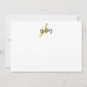 Zwart en gouden schrift monogram notitiekaartje (Voorkant)