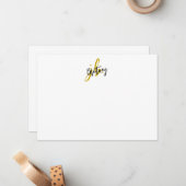 Zwart en gouden schrift monogram notitiekaartje (Voorkant / Achterkant in situ)