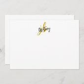 Zwart en gouden schrift monogram notitiekaartje (Voorkant / Achterkant)