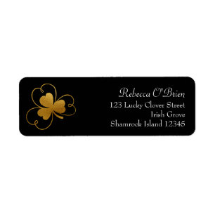 Zwart en gouden Shamrock Return-label Etiket