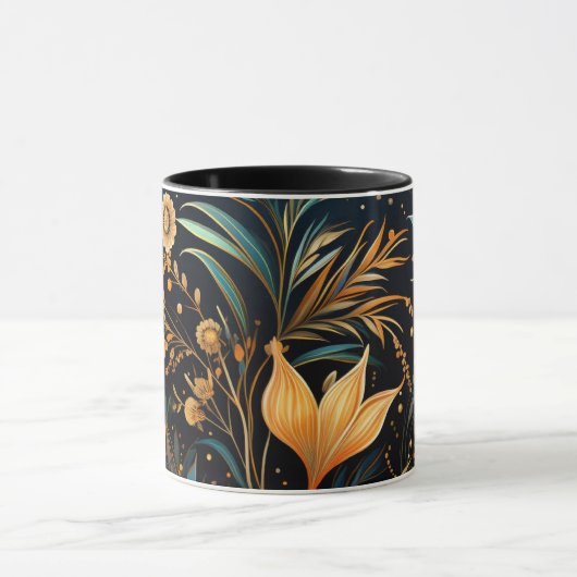 Zwart en gouden sierpatroon mok (Midden)