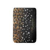 Zwart en Gouden Sparkle Leopard Print Badmat (Voorkant Verticaal)
