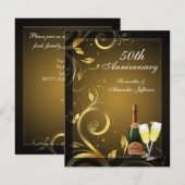 Zwart en gouden spiraalvormig 50-jarig jubileumfee kaart (Voorkant / Achterkant)