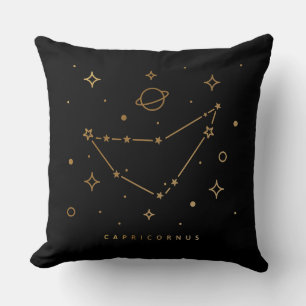 Zwart en Gouden Steenbok Constellation Kussen