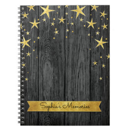Zwart en gouden sterren Boek met legante herinneri Notitieboek