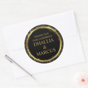 Zwart en gouden sterren Gothic Pattern Ronde Sticker