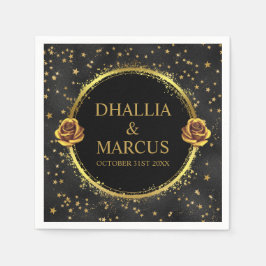 Zwart en gouden sterren Gothic Pattern Servet