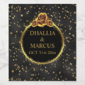 Zwart en gouden sterren Gothic Pattern Wijn Etiket (Enkel label)