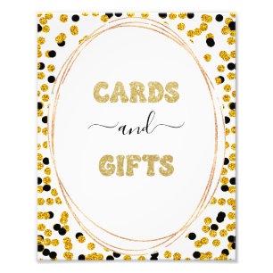 Zwart en gouden stippen Kaarten en cadeaubordje Foto Afdruk
