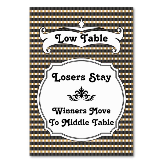 Zwart en Gouden Streep Plaid Bunco Tafel Kaart - L (Voorkant)