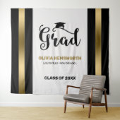 Zwart en gouden strepen Afstuderen Wandkleed (In Situ (horizontaal))