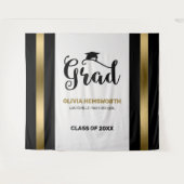 Zwart en gouden strepen Afstuderen Wandkleed (Voorkant (horizontaal))