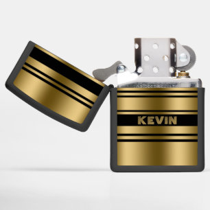Zwart en gouden strepen op maat monogram