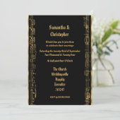 Zwart en gouden trouwfoto uitnodiging (Staand voorkant)
