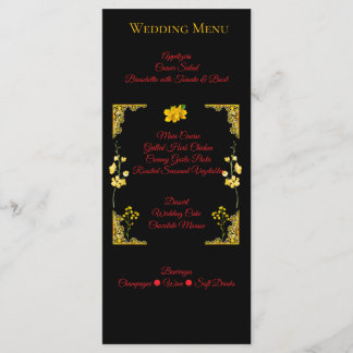 Zwart en gouden trouwmenu kaart
