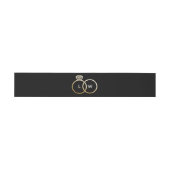 Zwart en Gouden Trouwring Monogram Uitnodigingen Wikkel (Vlak)